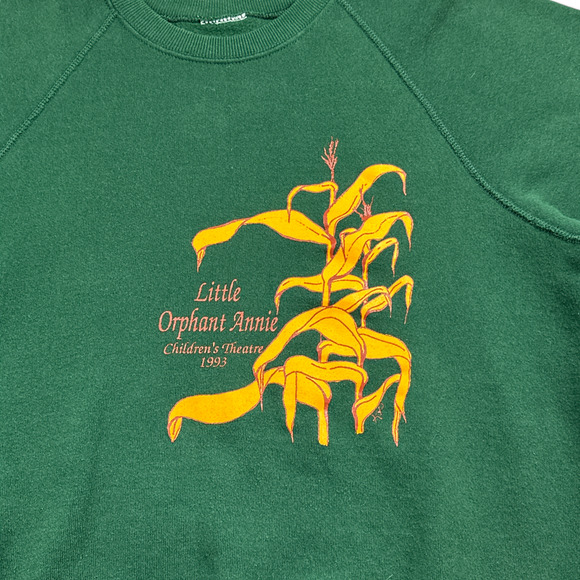 Vintage Little Orphan Annie Sweater Adult MEDIUM Green Childrens Theater 90s - Picture 2 of 6